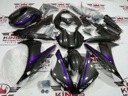 Yamaha YZF-R1 Fairings (2004-2006) Faux Carbon Fiber, Purple Stripes at KingsMotorcycleFairings.com