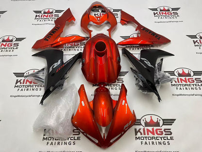 Yamaha YZF-R1 Fairings (2004-2006) Orange Candy, Matte Black at KingsMotorcycleFairings.com