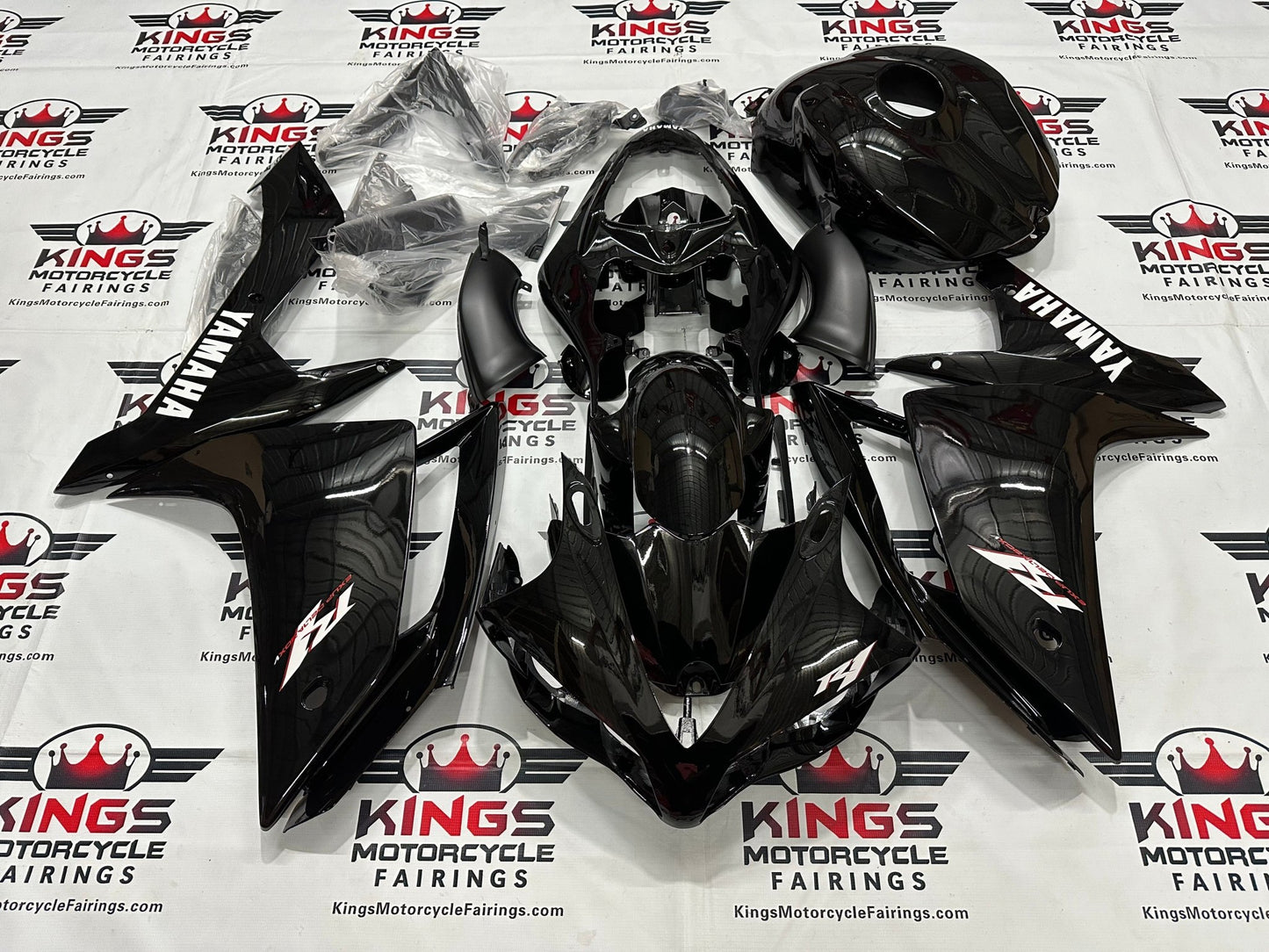 Yamaha YZF-R1 Fairings (2007-2008) Black, White, Red at KingsMotorcycleFairings.com