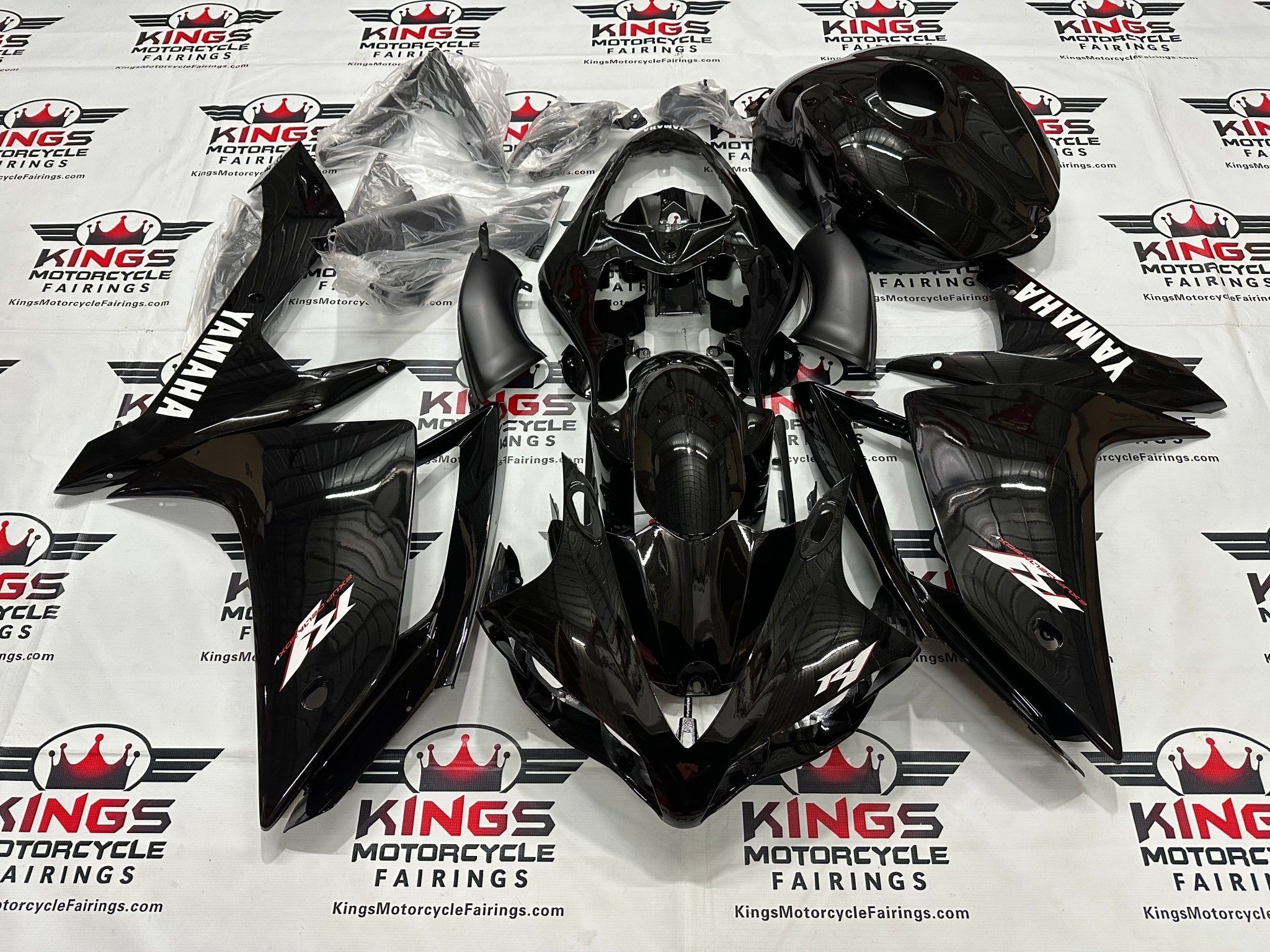 Yamaha YZF-R1 Fairings (2007-2008) Black, White, Red at KingsMotorcycleFairings.com