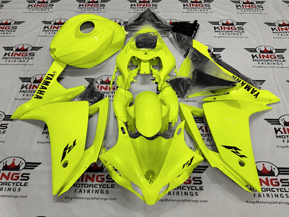 Yamaha YZF-R1 Fairings (2007-2008) Neon Yellow, Black at KingsMotorcycleFairings.com
