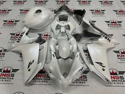 Yamaha YZF-R1 Fairings (2007-2008) Pearl White, Metallic Black at KingsMotorcycleFairings.com