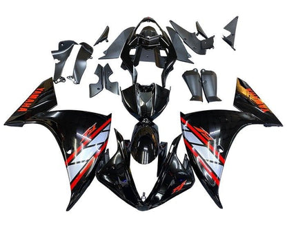 Yamaha R1 Fairings (2009-2011) Black, Silver, Red Stripe at KingsMotorcycleFairings.com