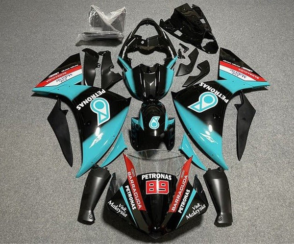 Yamaha YZF-R1 Fairings (2009-2011) Black, Turquoise Blue Petronas at KingsMotorcycleFairings.com