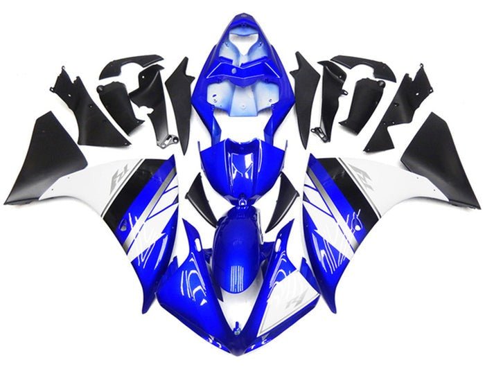 Yamaha R1 Fairings (2009-2011) Blue, White, Black, Silver Stripe at KingsMotorcycleFairings.com