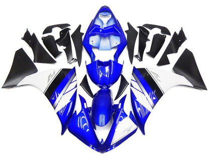 Yamaha R1 Fairings (2009-2011) Blue, White, Black, Silver Stripe at KingsMotorcycleFairings.com
