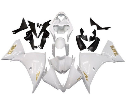 Yamaha R1 Fairings (2009-2011) Gloss White, Gold at KingsMotorcycleFairings.com