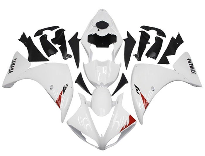 Yamaha R1 Fairings (2009-2011) White, Red Triangle at KingsMotorcycleFairings.com