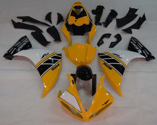 Yamaha YZF-R1 Fairings (2009-2011) Yellow, Black, White Stripe at KingsMotorcycleFairings.com