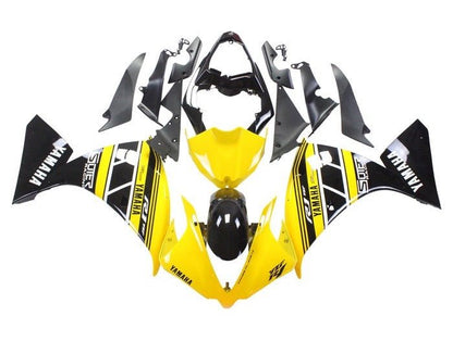 Yamaha R1 Fairings (2009-2011) Yellow, White, Black Stripe at KingsMotorcycleFairings.com