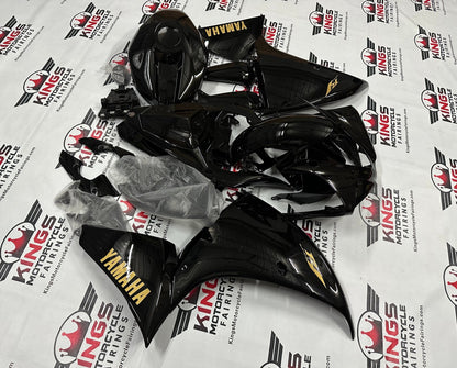 Yamaha R1 Fairings (2012-2014) All Black, Gold at KingsMotorcycleFairings.com