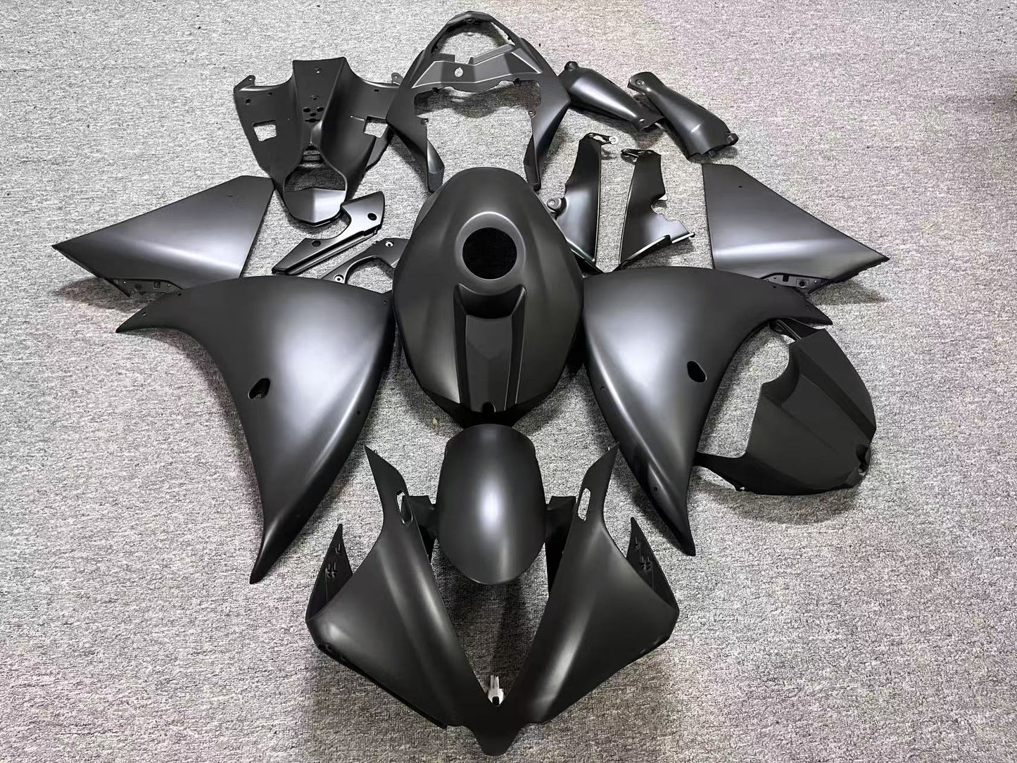 Yamaha YZF-R1 Fairings (2012-2014) All Flat Black at KingsMotorcycleFairings.com