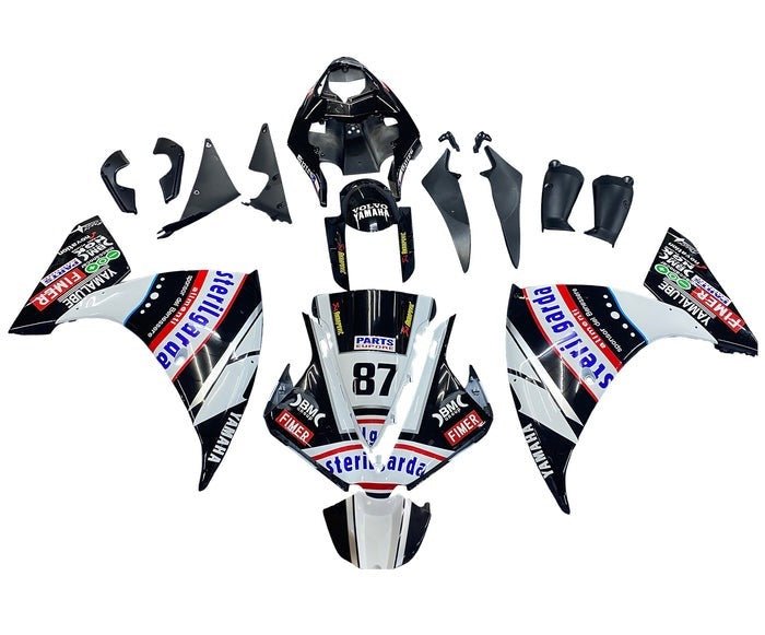Yamaha R1 Fairings (2012-2014) Black, White Sterilgarda at KingsMotorcycleFairings.com