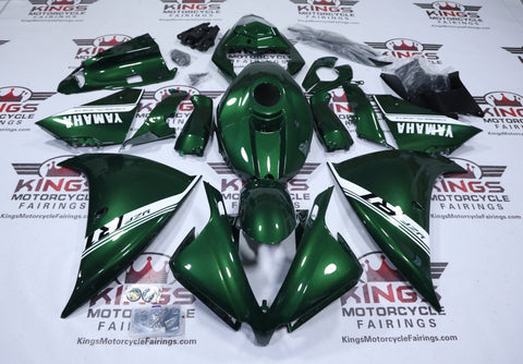 Yamaha YZF-R1 Fairings (2012-2014) Green, White Stripe at KingsMotorcycleFairings.com