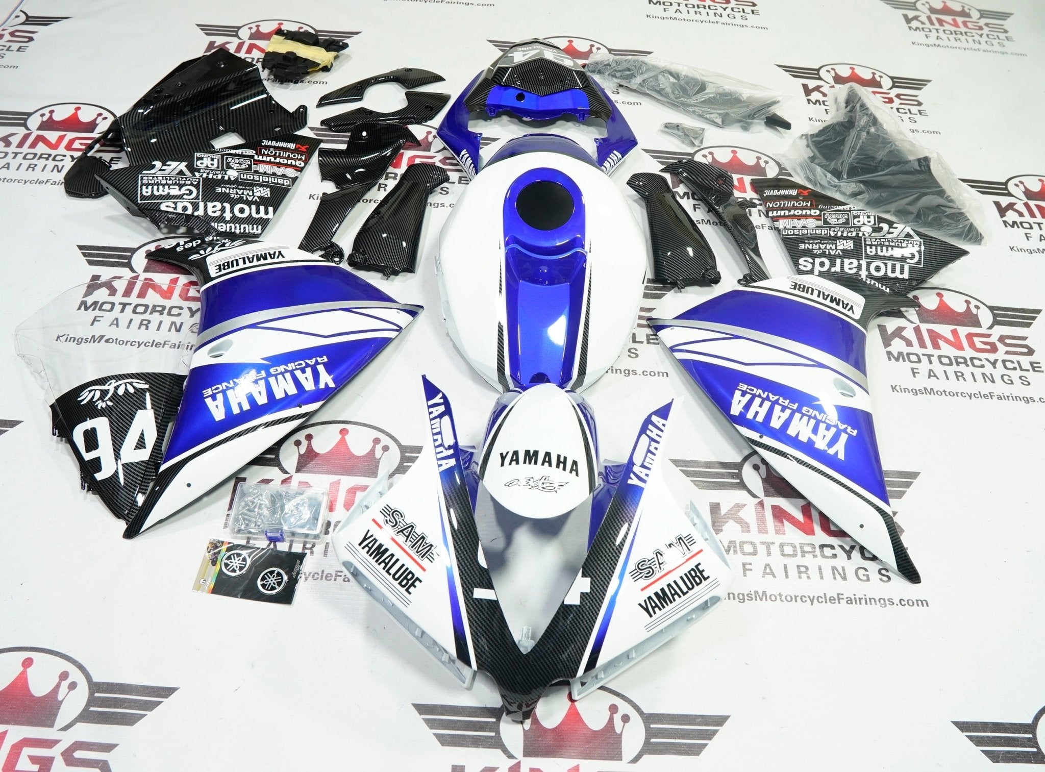 Yamaha YZF-R1 Fairings (2012-2014) White, Blue, Black, Carbon, Silver Yamalube at KingsMotorcycleFairings.com