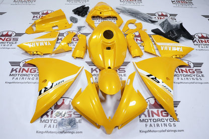 Yamaha YZF-R1 Fairings (2012-2014) Yellow, White Stripe at KingsMotorcycleFairings.com