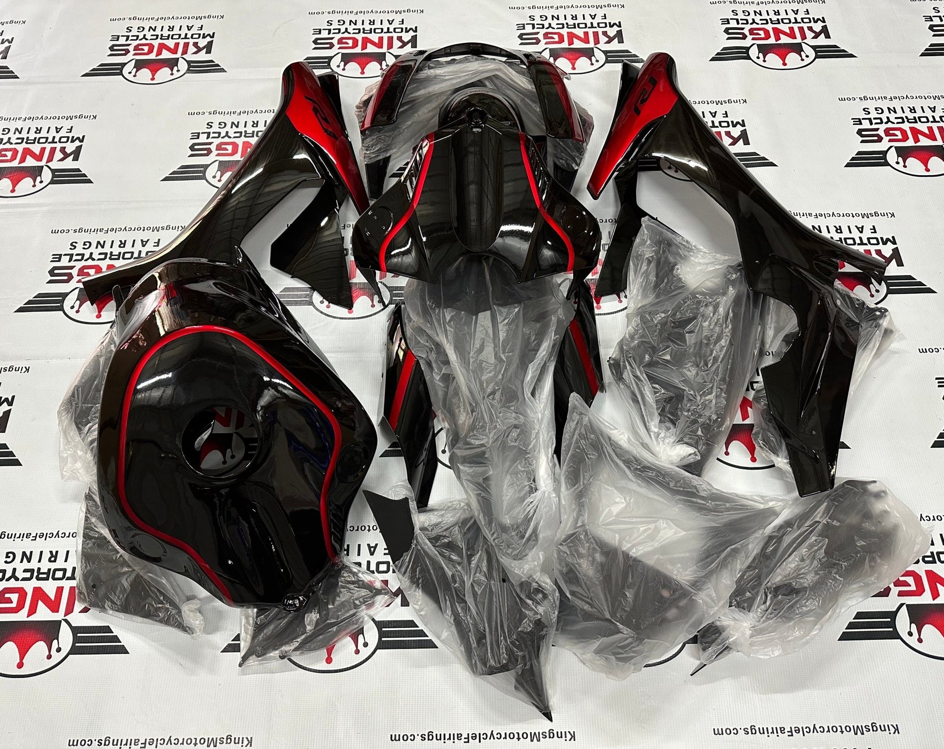 Yamaha YZF-R1 Fairing set (2015-2019) Black, Red Stripe at KingsMotorcycleFairings.com.JPG