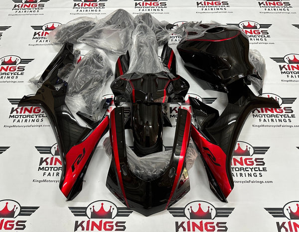 Yamaha YZF-R1 Fairings (2015-2019) Black, Red Stripe at KingsMotorcycleFairings.com.JPG