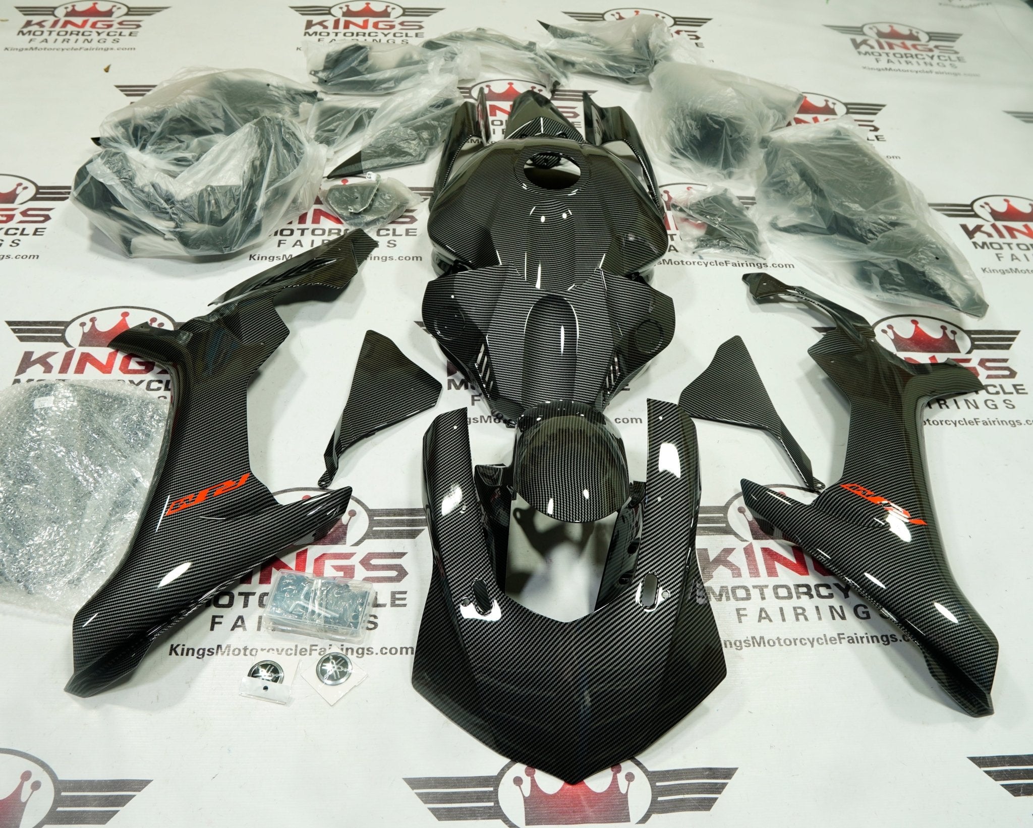Yamaha YZF-R1 Fairings (2015-2019) Faux Carbon Fiber, Red at KingsMotorcycleFairings.com