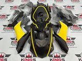 Yamaha YZF-R1 Fairings (2015-2019) Faux Carbon Fiber, Yellow, White at KingsMotorcycleFairings.com