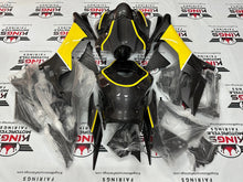 Yamaha YZF-R1 Fairings (2015-2019) Faux Carbon Fiber, Yellow, White from KingsMotorcycleFairings.com
