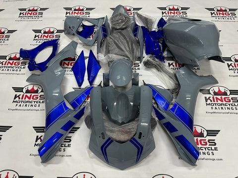 Yamaha R1 fairings (2015-2019) Nardo Gray, Blue from KingsMotorcycleFairings.com