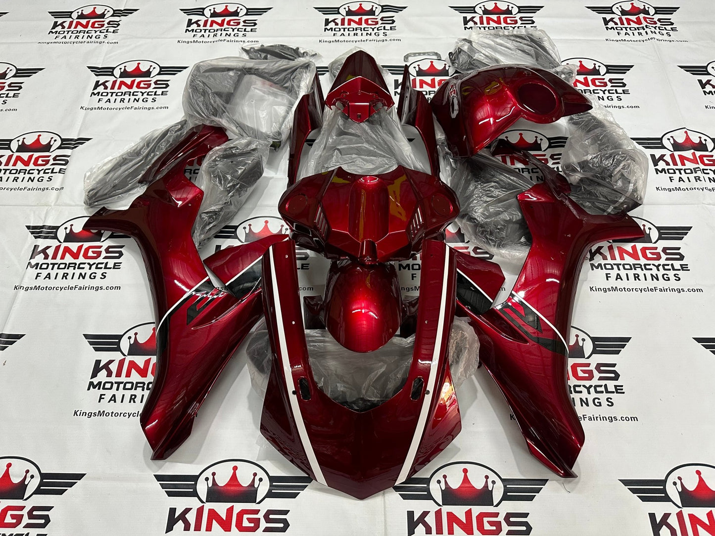 Yamaha YZF-R1 Fairings (2015-2019) Red Candy, White, Black at KingsMotorcycleFairings.com