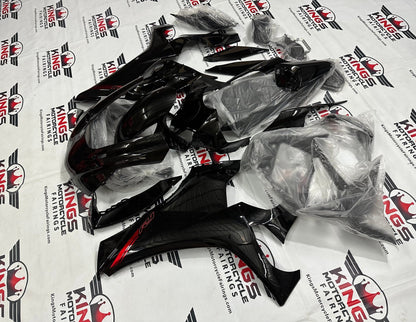 Yamaha YZF-R1 Fairings (2020-2025) Black, Red Stripe from KingsMotorcycleFairings.com