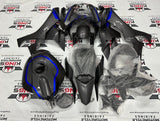 Yamaha YZF-R1 Fairings (2020-2025) Faux Carbon Fiber, Blue Stripe at KingsMotorcycleFairings.com