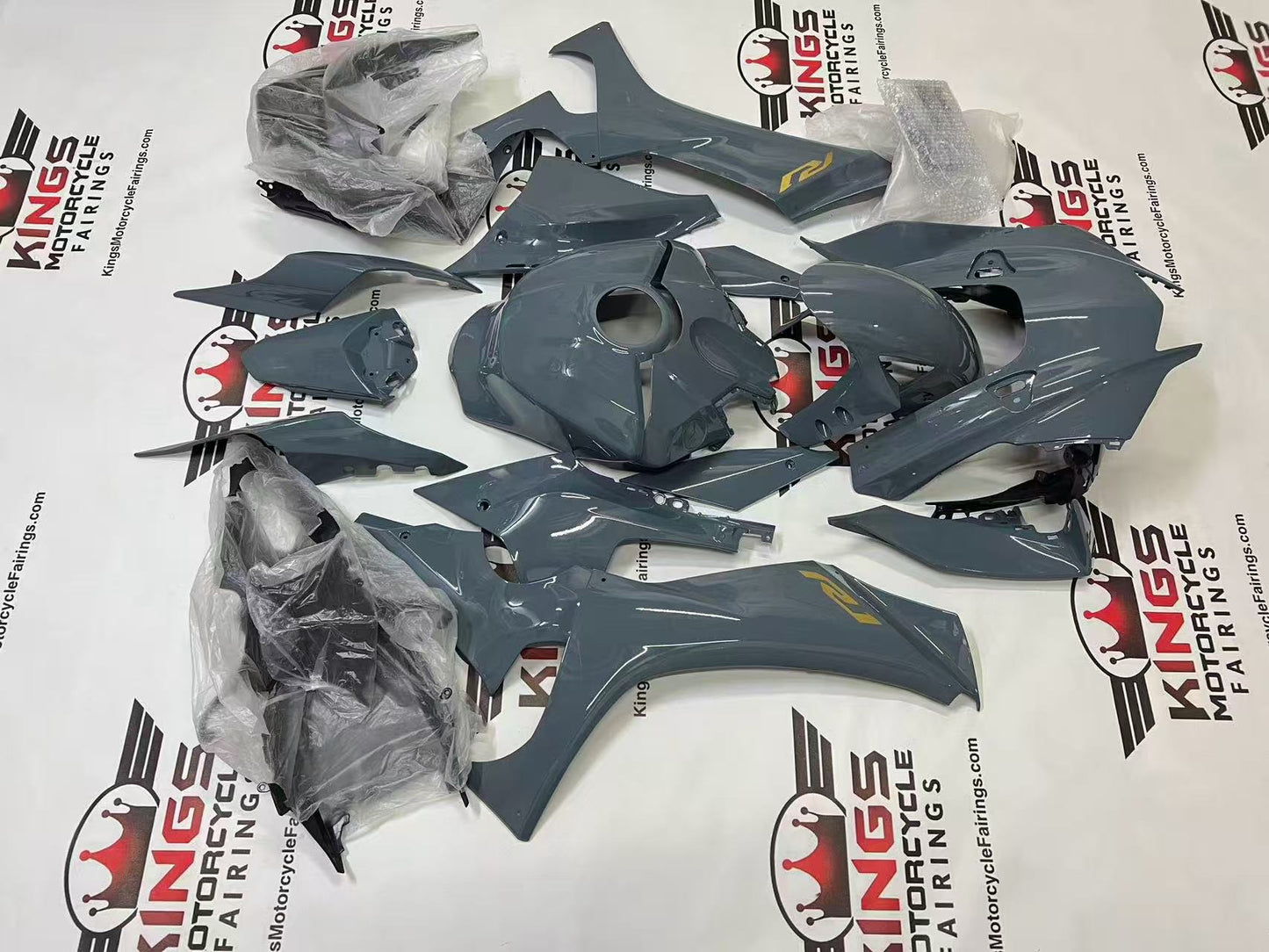 Yamaha YZF-R1 Fairings (2020-2025) Gray, Gold from KingsMotorcycleFairings.com