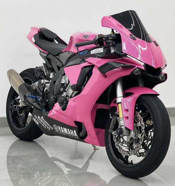 Yamaha YZF-R1 Fairings (2020-2025) Pink Faux Carbon Fiber at KingsMotorcycleFairings.com