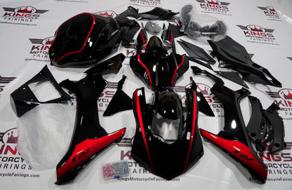 Yamaha YZF-R1 (2015-2019) Black, Red Stripe Fairings at KingsMotorcycleFairings.com