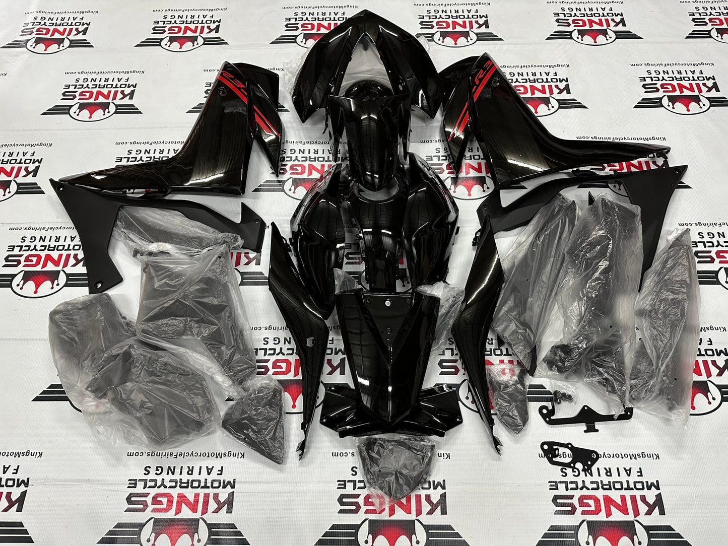 Yamaha YZF-R3 Fairings (2015-2018) Black, Red Stripe by KingsMotorcycleFairings.com