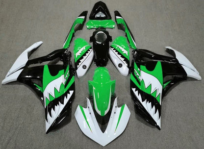 Yamaha YZF-R3 Fairings (2015-2018) Green, Black, White Shark Teeth at KingsMotorcycleFairings.com