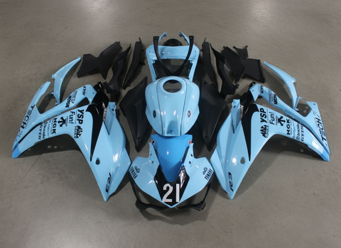 Yamaha YZF-R3 Fairings (2015-2018) Light Blue, Black 21 at KingsMotorcycleFairings.com