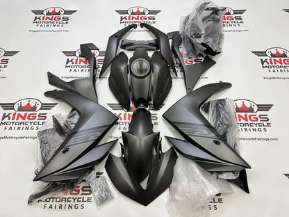 Yamaha YZF-R3 Fairings (2015-2018) Matte Black, Black Stripe at KingsMotorcycleFairings.com