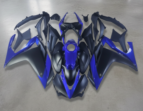 Yamaha YZF-R3 Fairings (2015-2018) Matte Black, Blue at KingsMotorcycleFairings.com