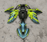 Yamaha YZF-R3 Fairings (2015-2018) Teal, Neon Yellow, Faux Carbon Fiber at KingsMotorcycleFairings.com