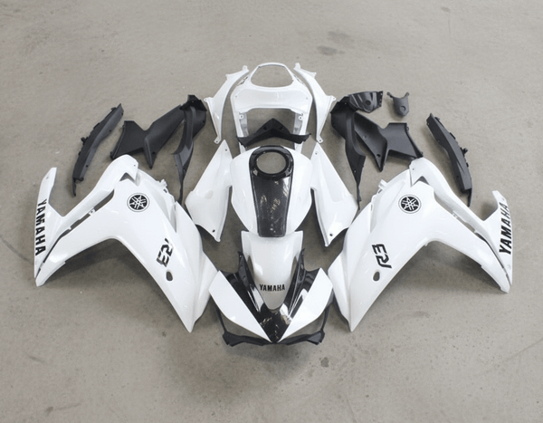 Yamaha YZF-R3 Fairings (2015-2018) White Gloss, Black at KingsMotorcycleFairings.com