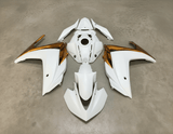 Yamaha YZF-R3 Fairings (2015-2018) White, Gold at KingsMotorcycleFairings.com