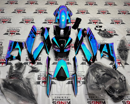 Yamaha YZF-R3 Fairings (2019-2021) Chrome Chameleon, Black at KingsMotorcycleFairings.com