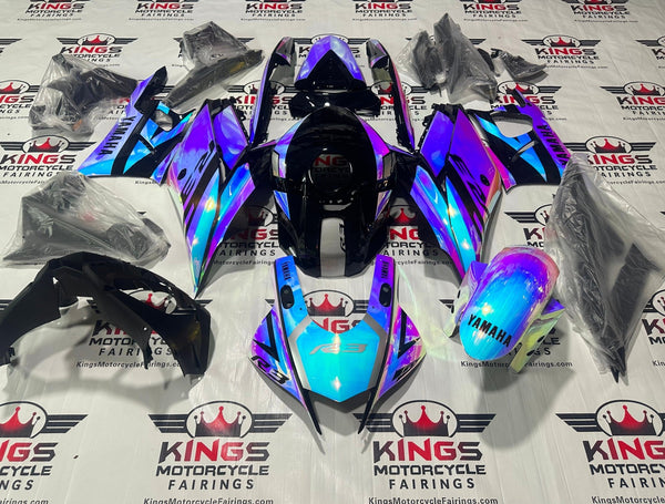 Yamaha YZF-R3 Fairings (2019-2021) Chrome, Blue, Pink Chameleon at KingsMotorcycleFairings.com