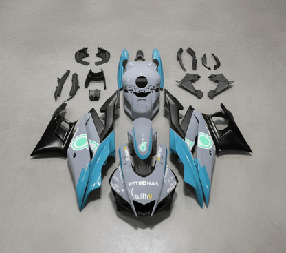 Yamaha YZF-R3 Fairings (2019-2021) Gray, Blue, Matte Black Petronas at KingsMotorcycleFairings.com