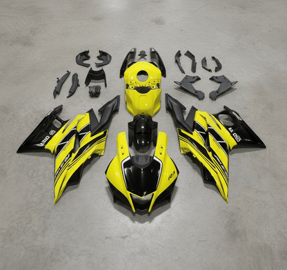 Yamaha YZF-R3 Fairings (2019-2021) Yellow, Black Stripes at KingsMotorcycleFairings.com