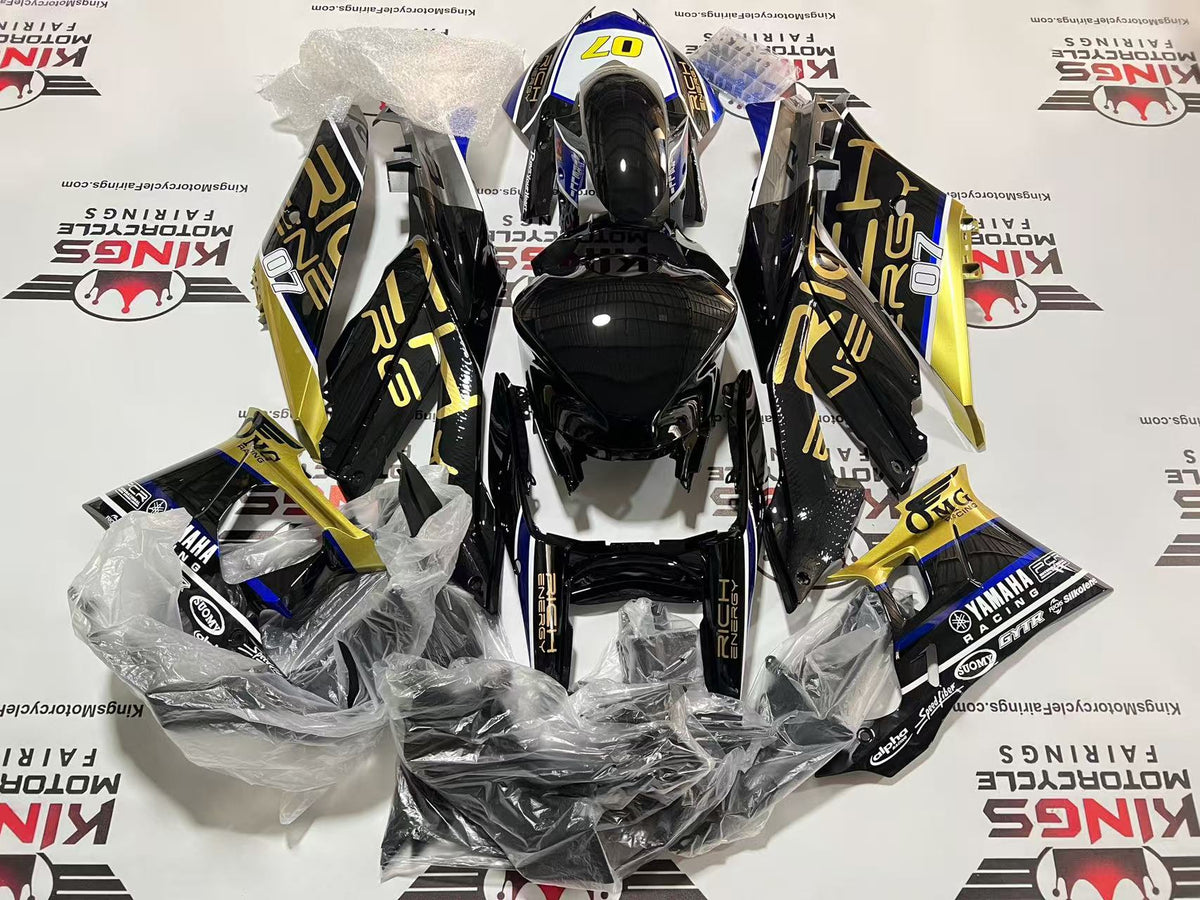 Yamaha YZF-R3 Fairings (2022-2024) Black, Gold, Blue from KingsMotorcycleFairings.com