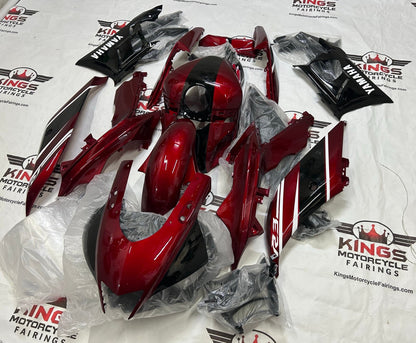 Yamaha YZF-R3 Fairings (2022-2024) Dark Red, Black, White Stripe at KingsMotorcycleFairings.com