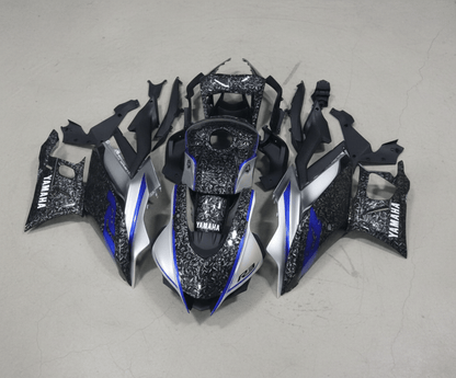 Yamaha YZF-R3 Fairings (2022-2024) Forged Carbon Fiber Style, Silver, Blue, White at KingsMotorcycleFairings.com