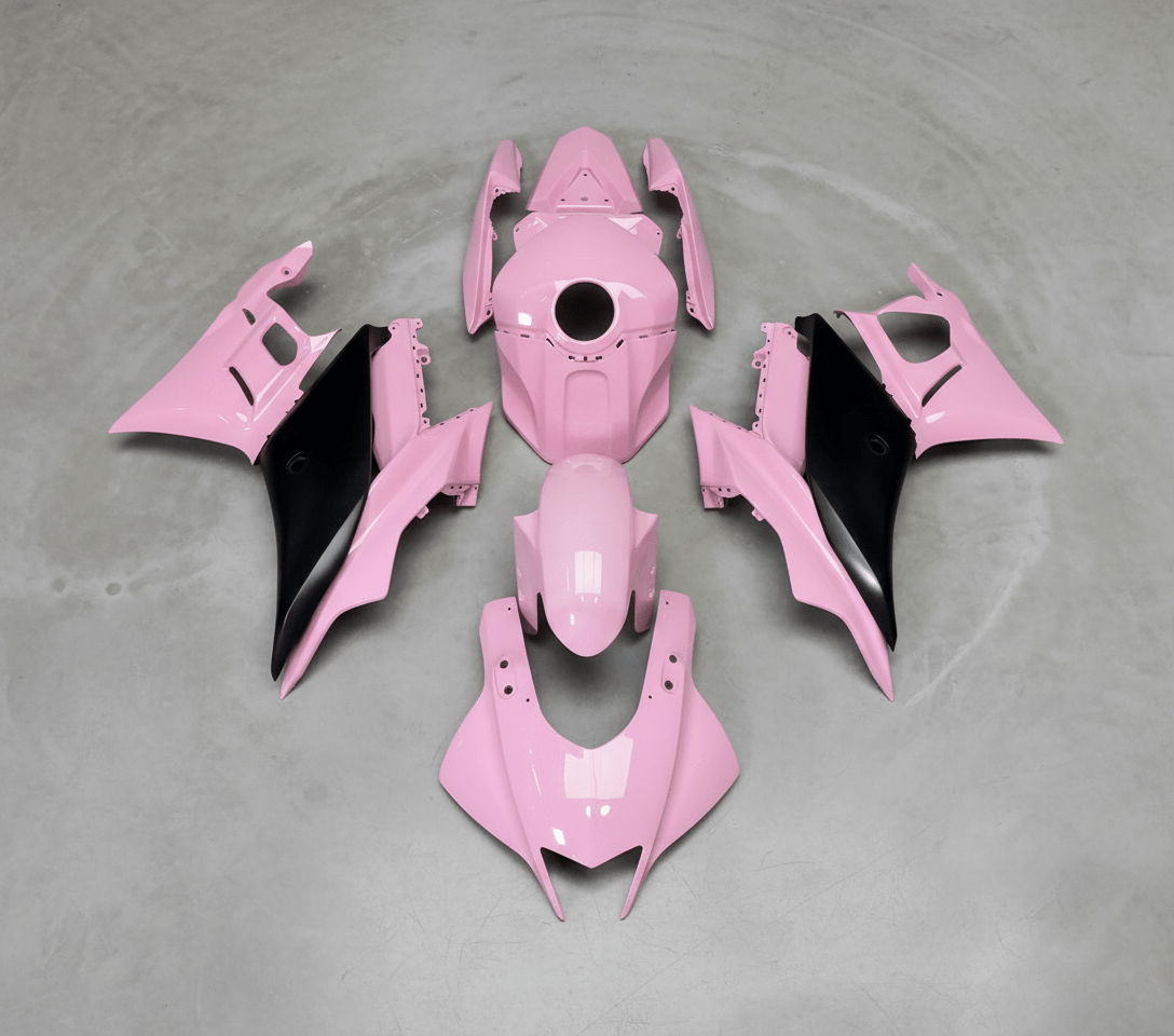 Yamaha YZF-R3 Fairings (2022-2024) Pink, Matte Black at KingsMotorcycleFairings.com