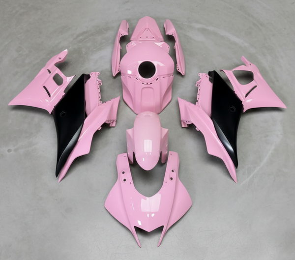Yamaha R3 Fairings (2022-2024) Pink, Matte Black at KingsMotorcycleFairings.com