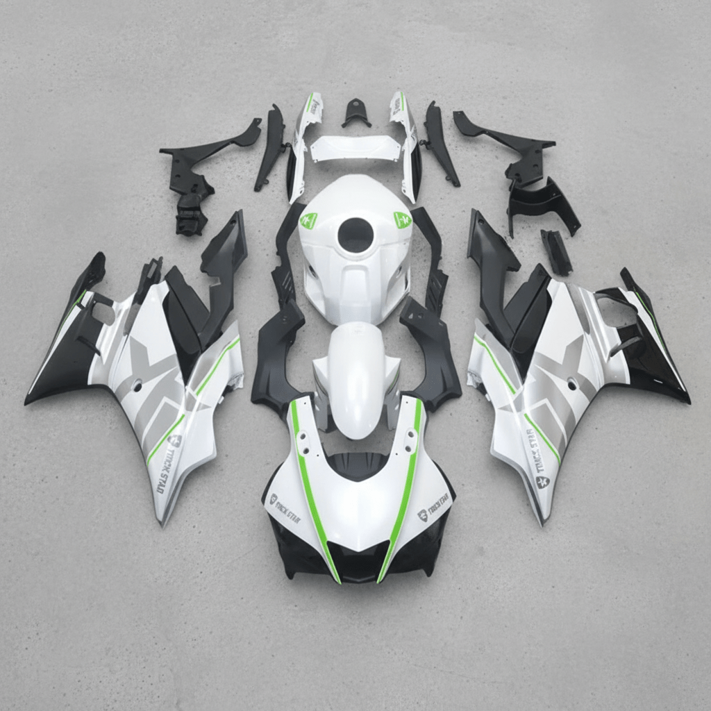 Yamaha YZF-R3 Fairings (2022-2024) White, Silver, Green at KingsMotorcycleFairings.com